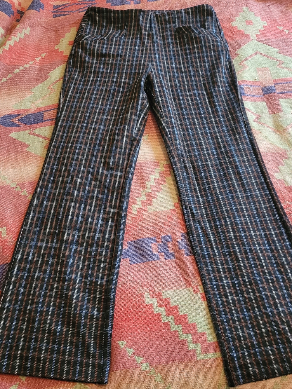 Liverpool LOS ANGELES Black with Blue and Brown Plaid Bootcut Pants, Size US6